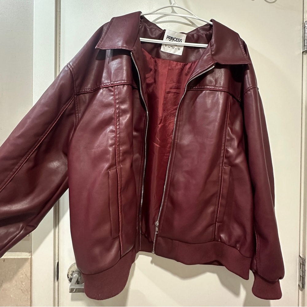 Princess Polly Burgundy Leather Jacket